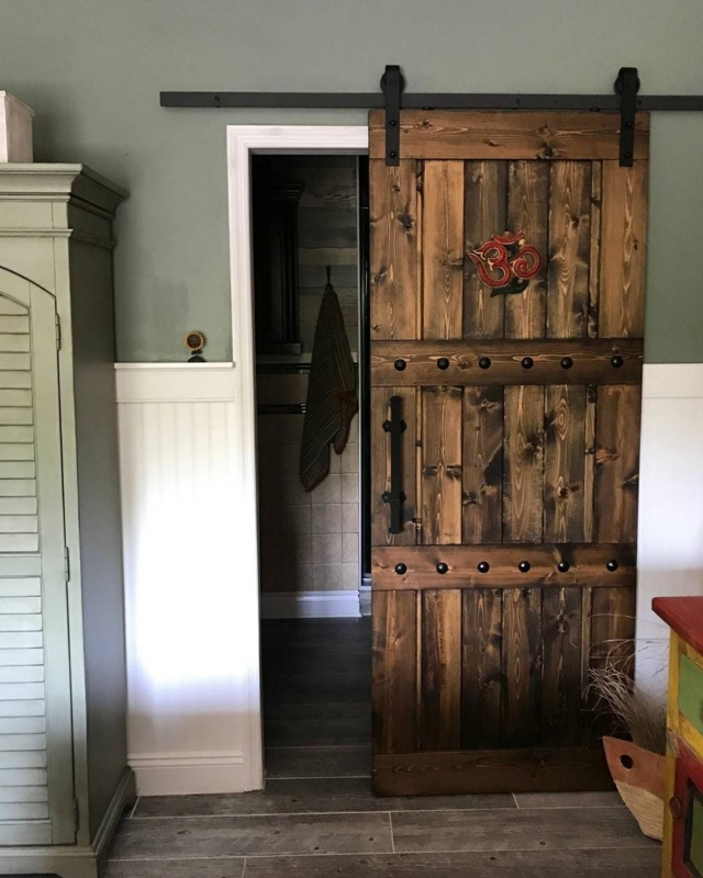 Rustic Sliding Wooden Barn Door with Hardware