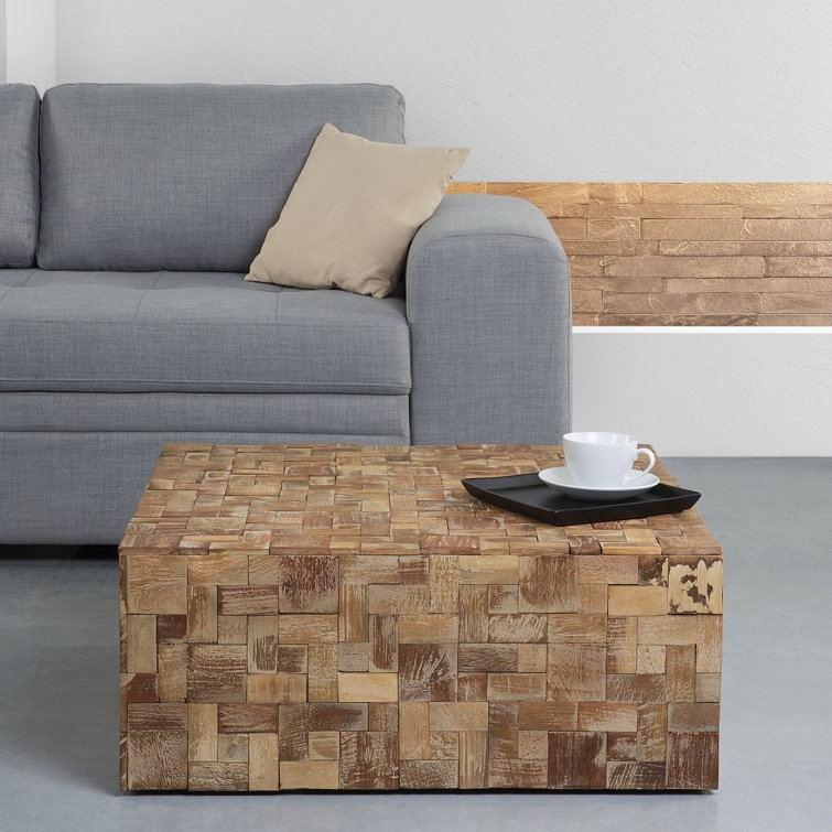 Rustic Solid Wood Block Coffee Table