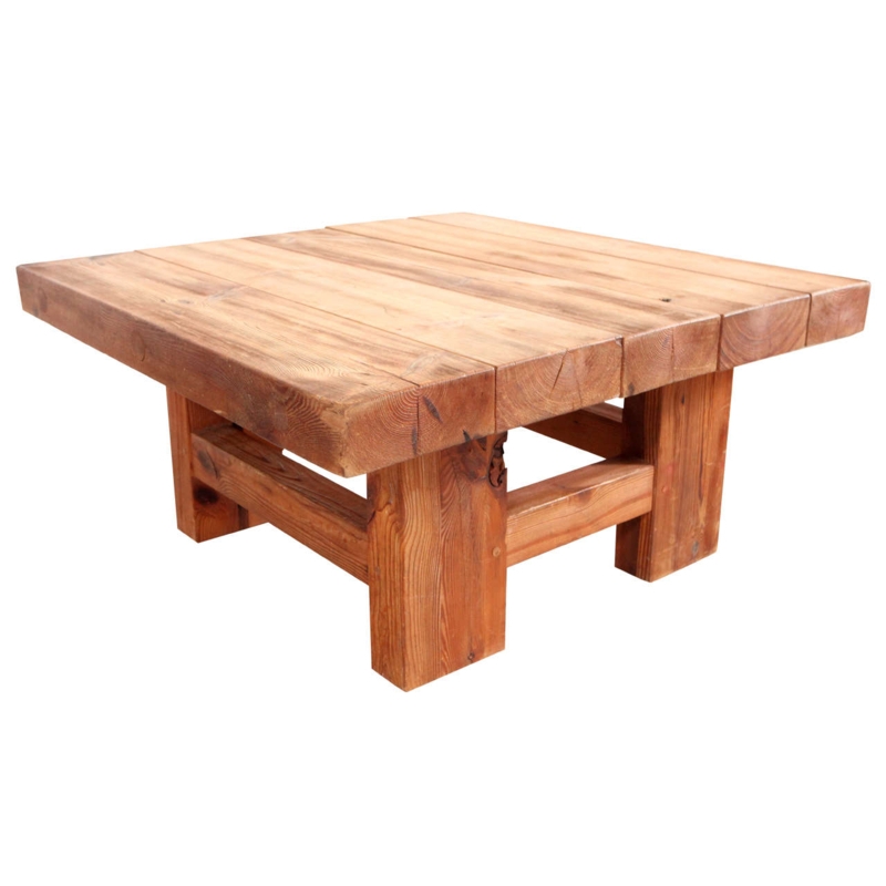 Rustic Solid Wood Block Square Coffee Table