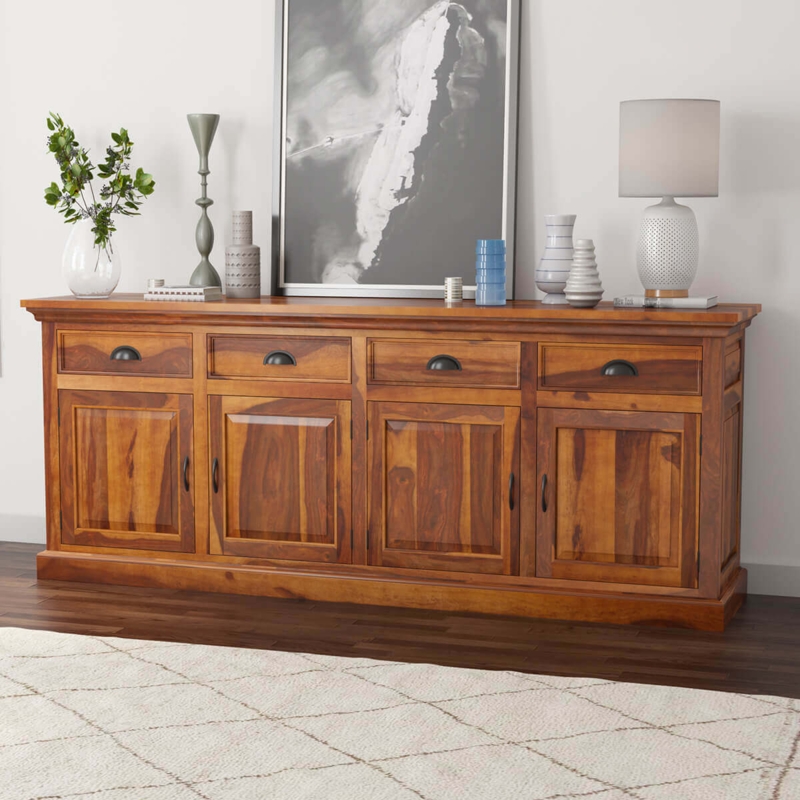 Rustic Solid Wood Extra Long Sideboard Cabinet