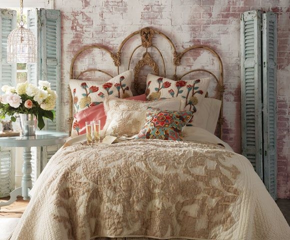 Rustic Vintage Bedroom with Valencienne Bedding