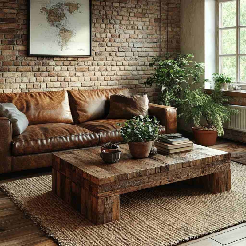 Rustic Wood Block Coffee Table Living Room Ideas