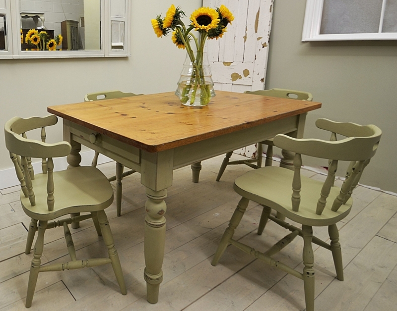 Rustic Wood Captains Chairs Dining Room Set