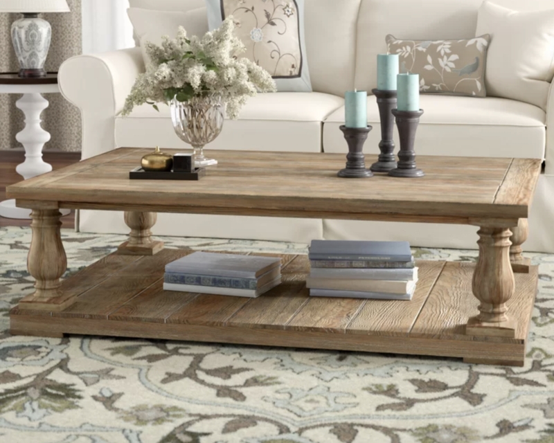 Rustic Wooden Coffee Table with Turned Legs