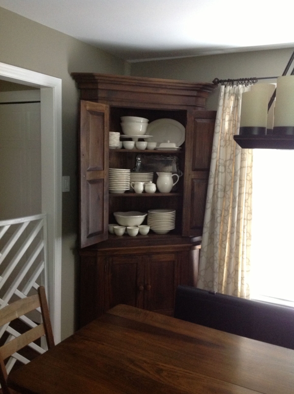 Rustic Wooden Corner Cabinet for Dining Room Storage