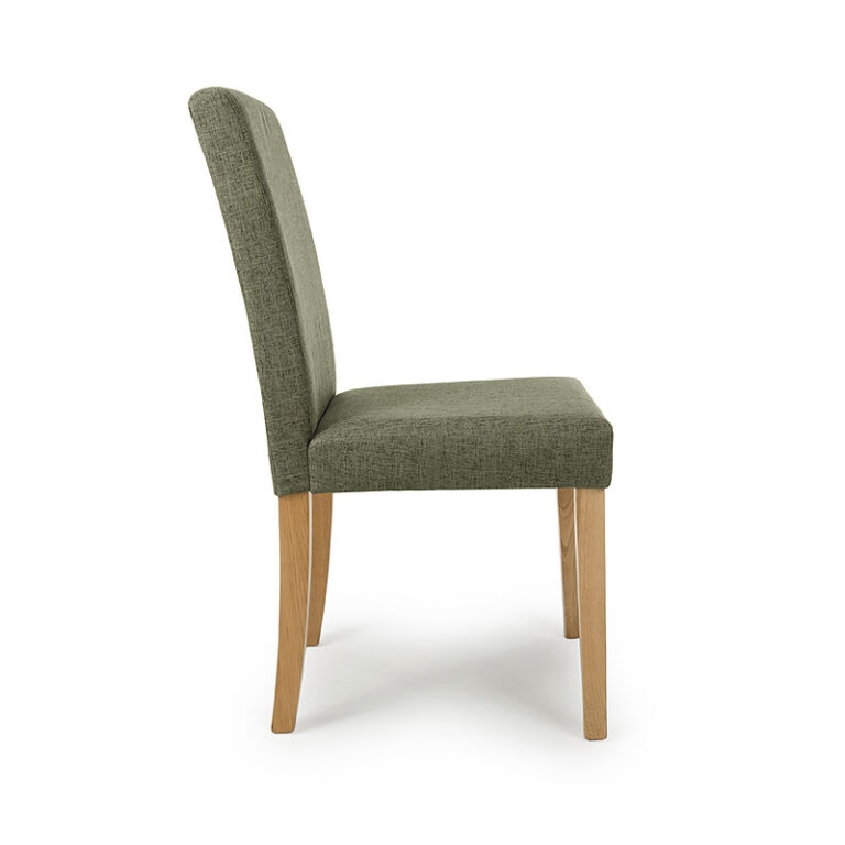 Sage Green Linen Dining Chair with Oak Legs