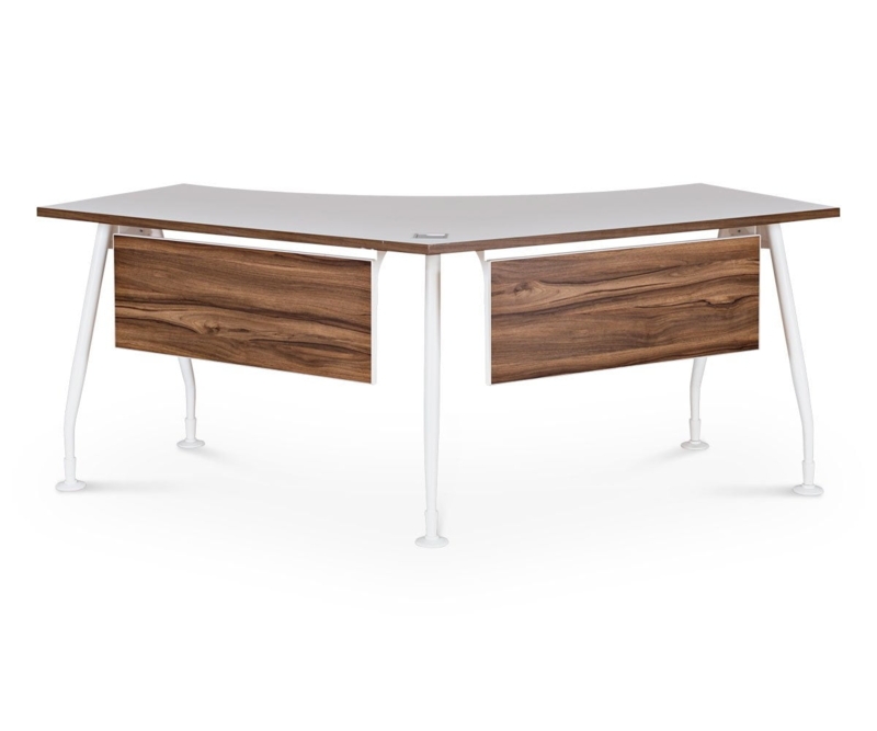 Scandinavian Corner Office Desk with Wood Accents