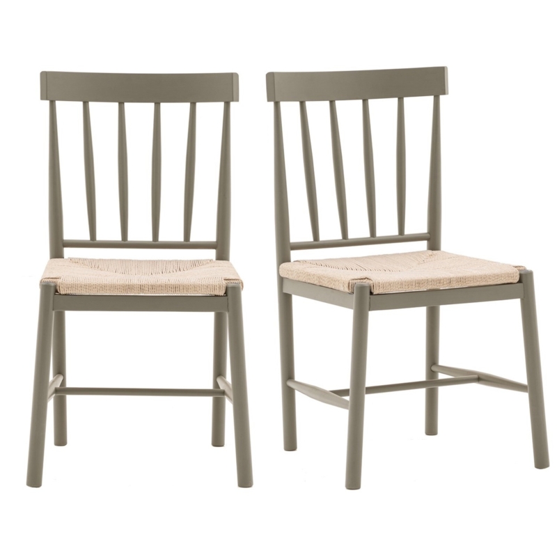 Set of 2 Sage Green Wooden Dining Chairs