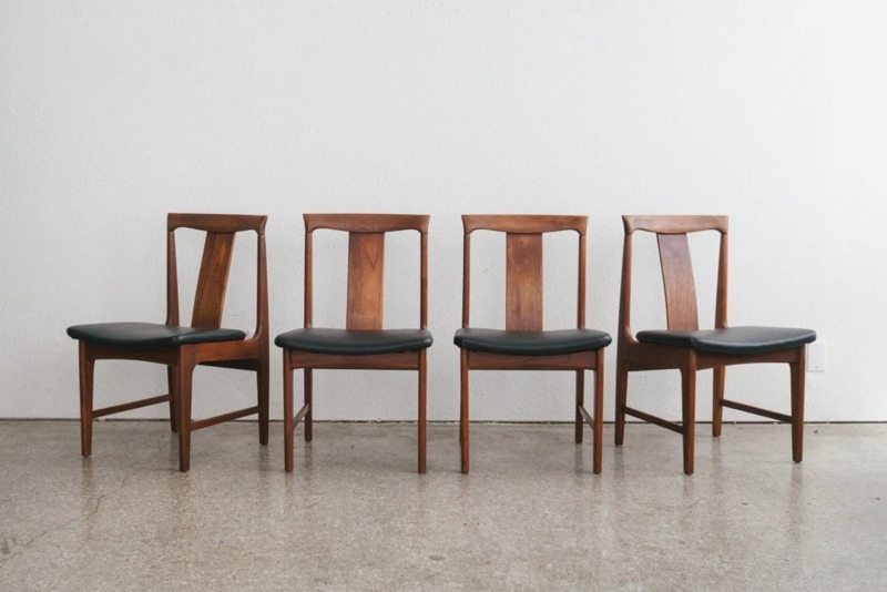 Set of 4 Japanese Mid Century Wooden Dining Chairs