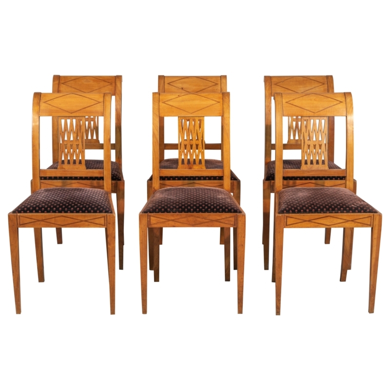 Set of 6 English Art Deco Dining Chairs