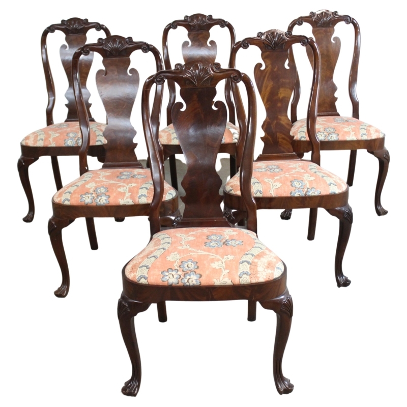 Set of 6 Georgian Queen Anne Mahogany Dining Chairs
