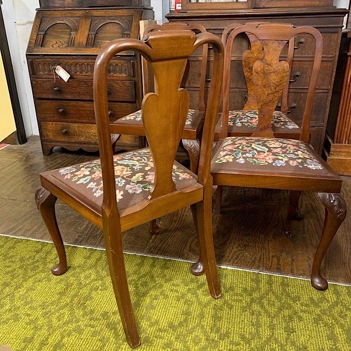 Set of Four Antique Queen Anne Style Dining Chairs