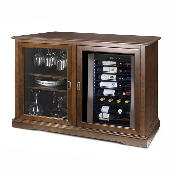 Siena Mezzo Walnut Wine Credenza with Refrigerator