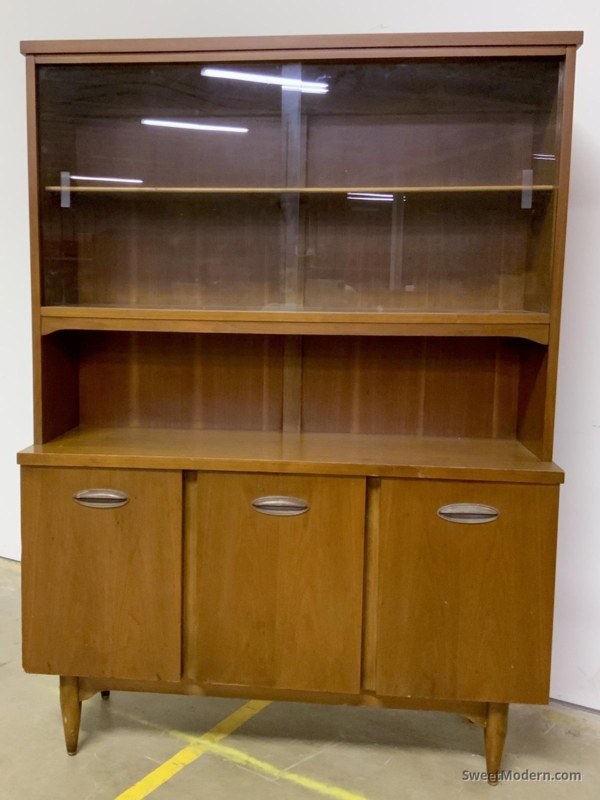 Small Mid-Century Modern Wooden China Cabinet
