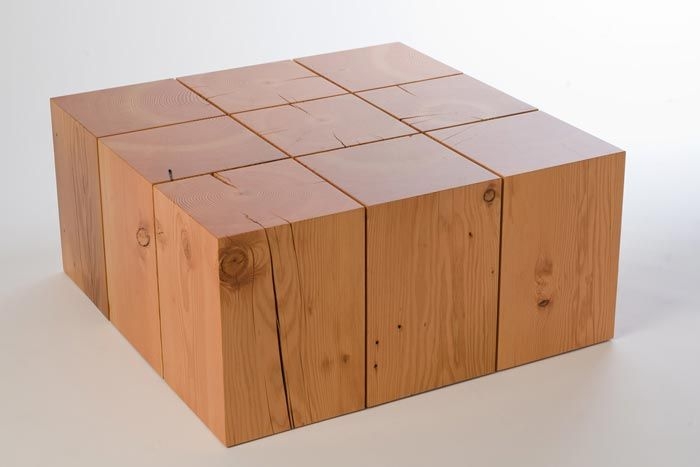 Solid Wood Block Coffee Table from Reclaimed Timber