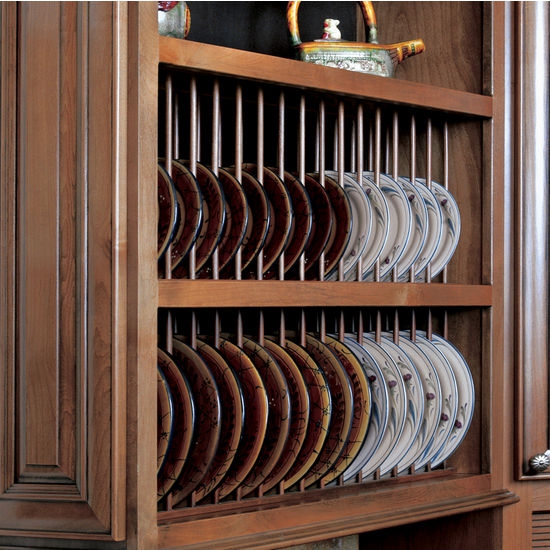 Solid Wood Plate Display Rack Cabinet Organizer