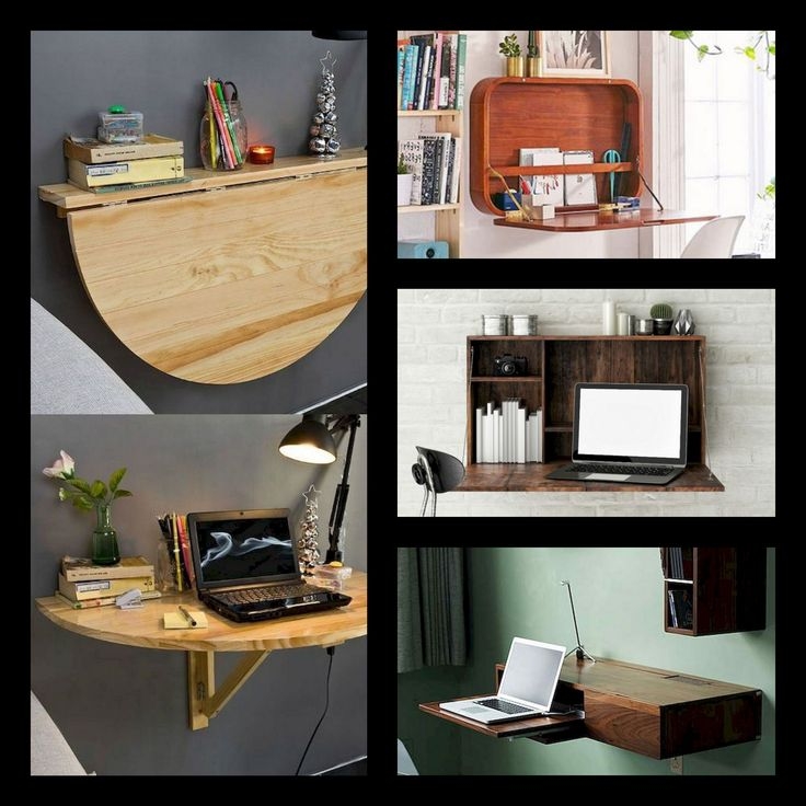 Space-Saving Hinged Wall-Mounted Hideaway Desks