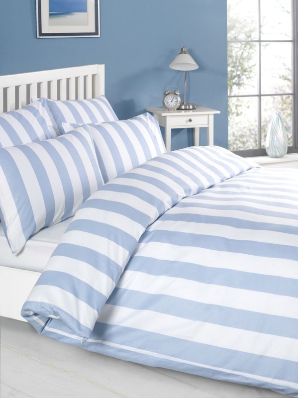 Stripe Duvet Cover Set Bedding 100% Cotton 200 TC Blue White Single ...