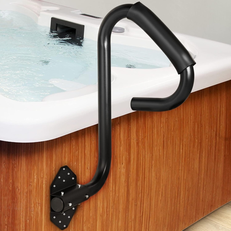 Sturdy Black Hot Tub Safety Rail for Steps