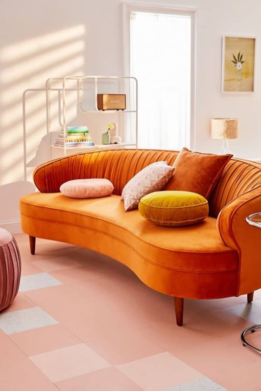 Stylish Burnt Orange Sofa in Modern Living Room