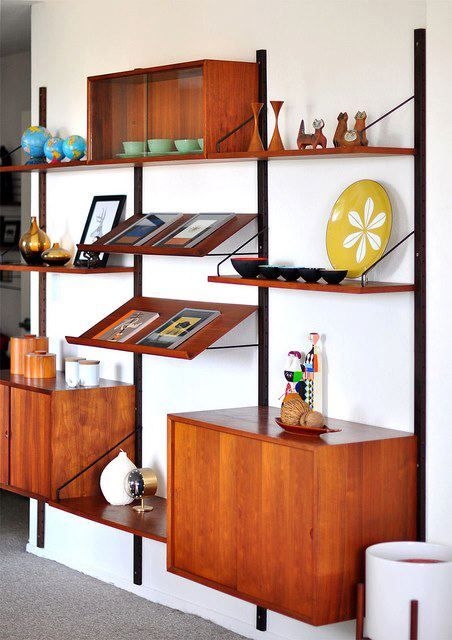 Stylish Mid Century Modern Wall Shelving Unit