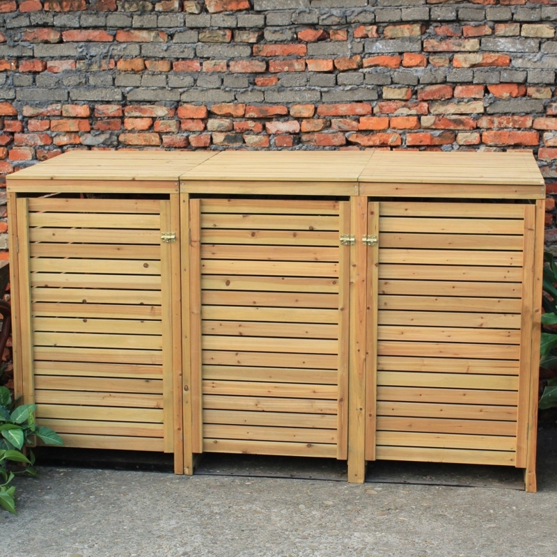 Stylish Wooden Covers for Outdoor Recycling Bins