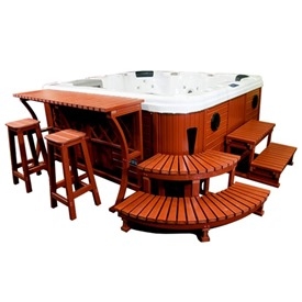 Stylish Wooden Hot Tub Bar and Seating Set