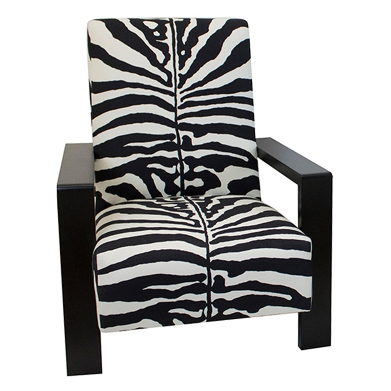 Stylish Zebra Print Cowhide Armchair with Black Frame