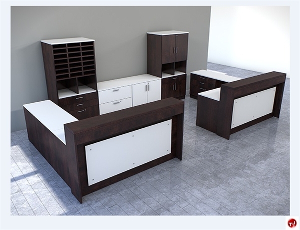 The Office Leader. Peblo Custom 2 Person L Shape Reception Desk Workstation