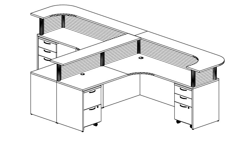 The Office Leader. Two Person L Shape Reception Desk Workstation