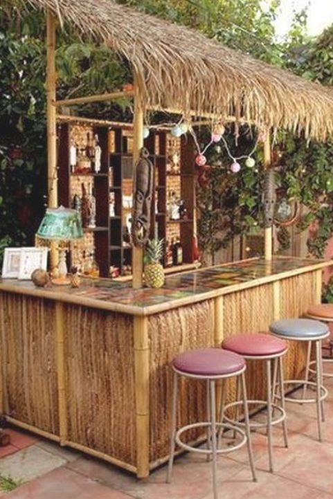 Tiki Style Bamboo Outdoor Backyard Bar Ideas