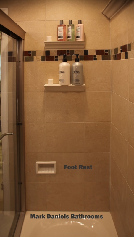 Tile Shower Niches with Foot Rest for Bathroom Remodel