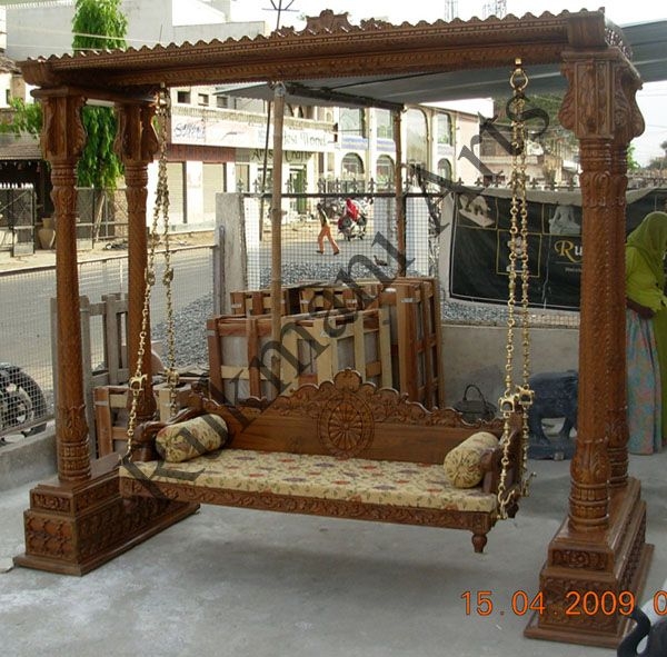 Traditional Carved Indian Wooden Swing Jhoola