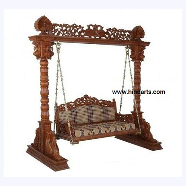 Traditional Indian Wooden Carved Swing Jhula