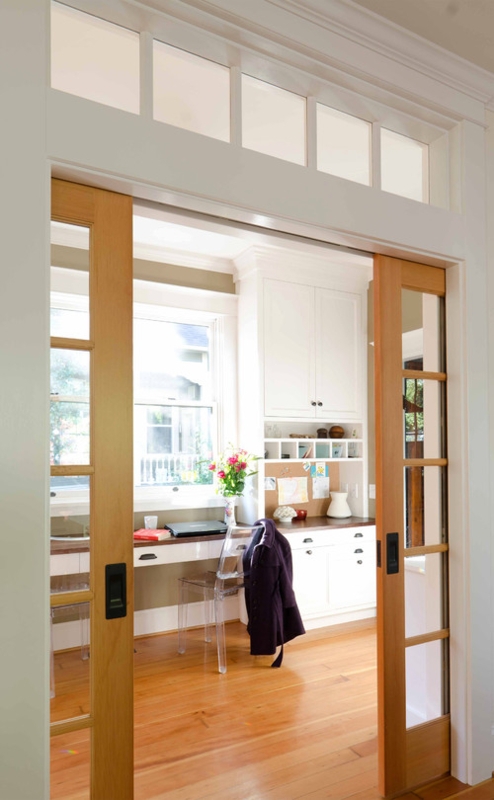 Transom Window Above Wooden French Doors