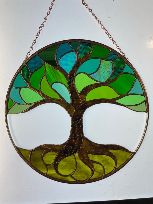 Tree of Life Stained Glass Window Hanging