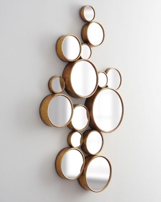 Unique Bubble Cluster Wall Mirrors with Gold Frames