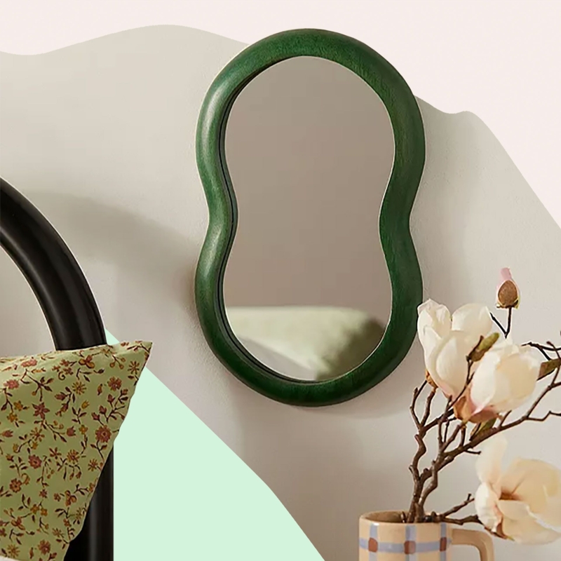 Unique Green Shaped Wall Mirror Design