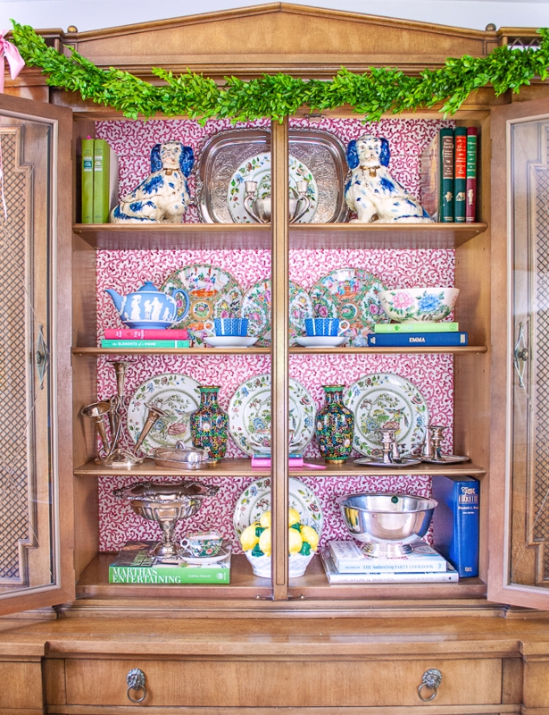Update-china-cabinet-with-wallpaper-backing-DIY - Pender & Peony - A ...