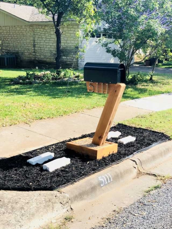 Updated to a mid century modern mailbox post | Modern mailbox post ...