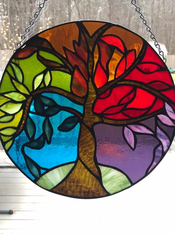 Vibrant Custom Stained Glass Tree of Life Suncatcher