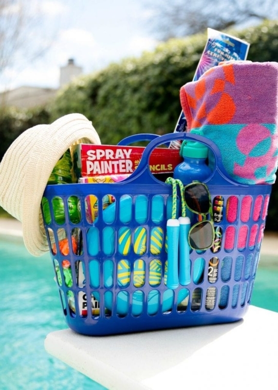 Vibrant Pool Party Gift Basket Essentials