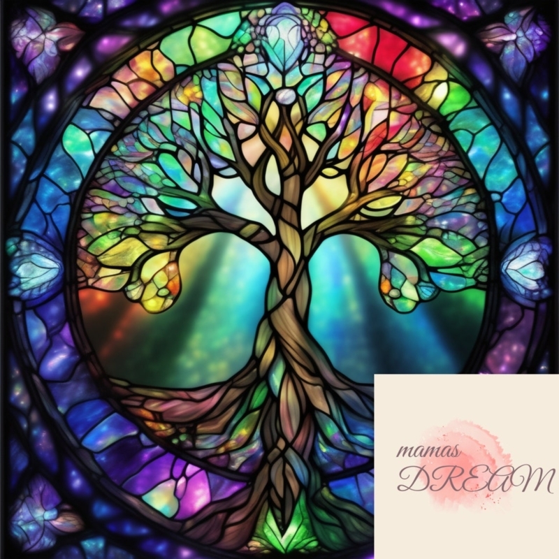 Vibrant Tree of Life Stained Glass Window Art