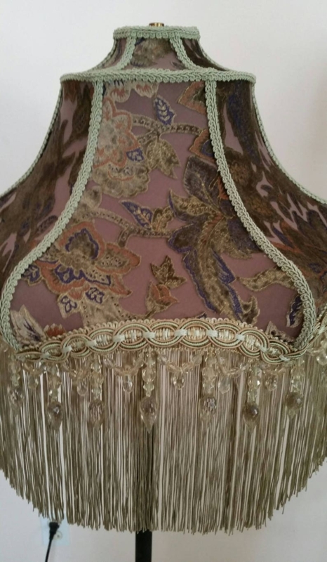 Victorian Multi-Colored Burnout Velvet Lamp Shade