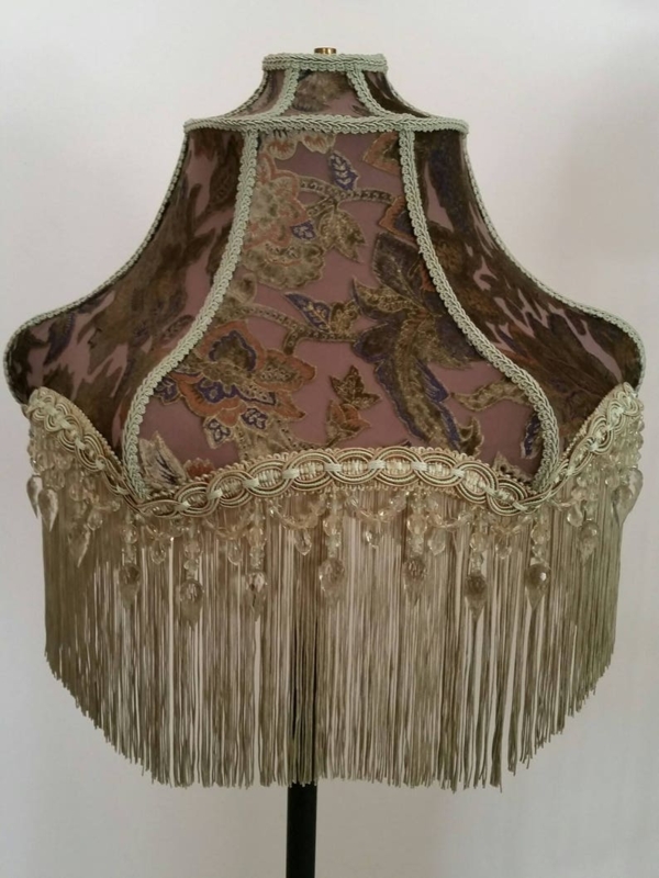 Victorian Multi-Colored Burnout Velvet Lamp Shade