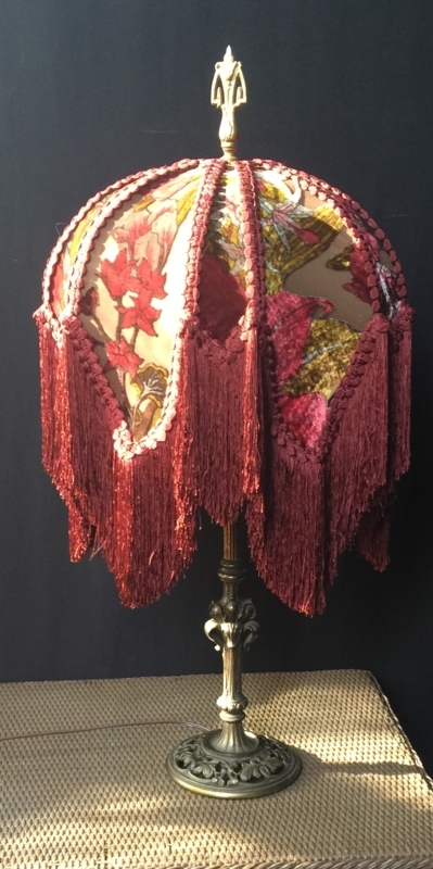 Victorian Vintage Red Floral Fringe Lampshade