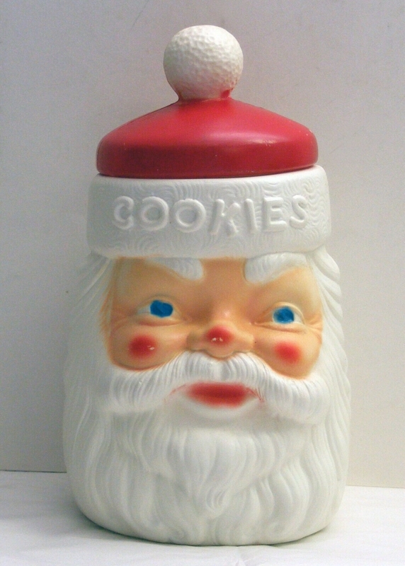 Vintage 1970s Santa Cookie Jar with Red Hat