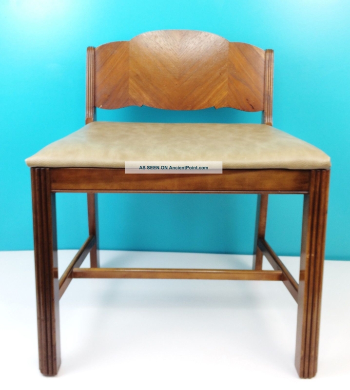 Vintage Art Deco Waterfall Wood Vanity Bench