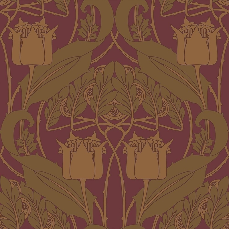 Vintage Arts and Crafts Floral Wallpaper Design
