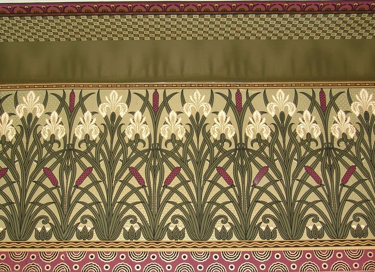 Vintage Arts and Crafts Style Wallpaper Pattern